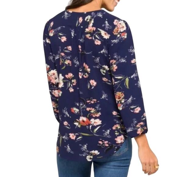 Fun2Fun SMALL Kenmore Split Neck Blouse - Stitch Fix 3/4 Sleeve Floral Top - Picture 6 of 11